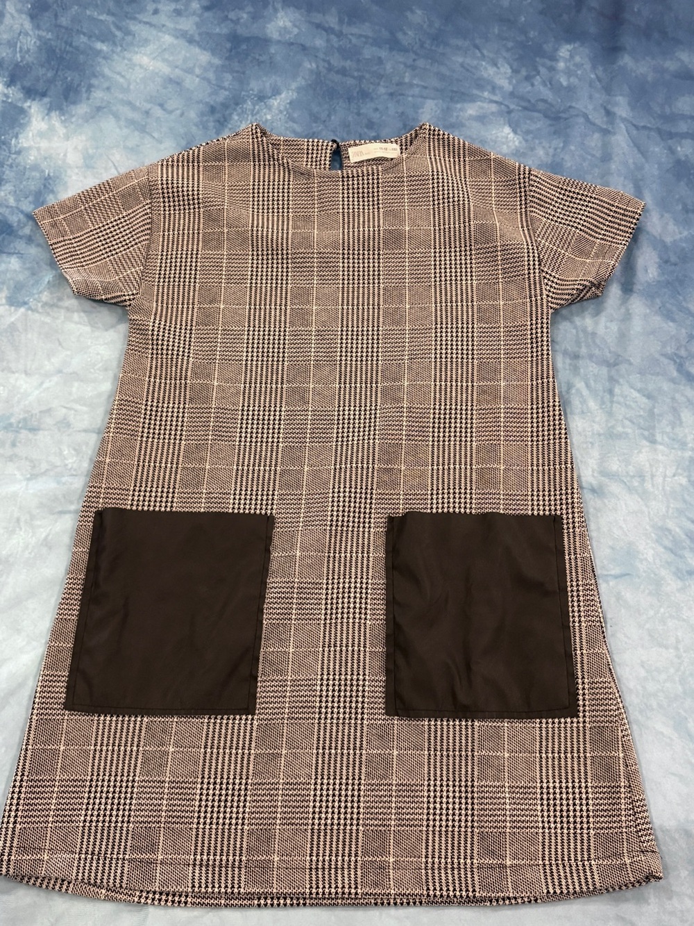 Zara Girls Plaid Shift Dress Black Patch Pockets Size 11–12 (152 cm